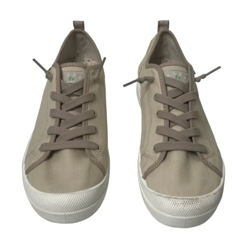 BOBS Sketchers Beyond Simply Earthy Tan Laced Slip On Canvas Sneakers Size 11